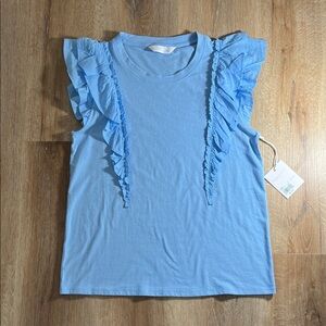 LC Lauren Conrad Light Blue Ruffled Blouse NWT Size S